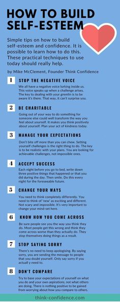 How to overcome low self esteem. Here are 10 ways to help you overcome low self-esteem. Don't do everything all at once but do try one thing at a time. Great tips to boost self esteem at work and at home. Quotes Confidence, Self Esteem Activities, How To Believe, Building Self Confidence, Building Self Esteem, Vie Motivation, Self Confidence Tips, Confidence Tips, Super Quotes