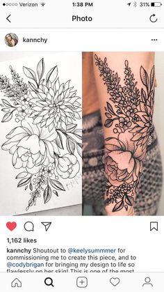 an instagram page with flowers on the left arm and another photo on the right