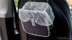 a car seat with a plastic bag on it