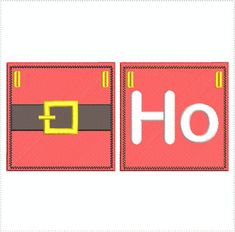 the word ho is written in white letters on a red and black background with santa's belt