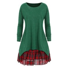 Plus Size Check Two Piece Dress - Green - 3P42983013 - Original Design-Women's Clothing  #OriginalDesignWomensClothing #Original #DesignWomen's #Clothing Cropped Top Outfits, Alter Clothing, Plaid Skirt Set, Irish Style, Boho Plus Size, Christmas Dresses, Trendy Plus Size Clothing, Plus Size Maxi Dresses, Cheap Dresses