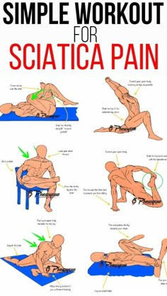 a poster with instructions on how to do a simple workout for sciatica pain