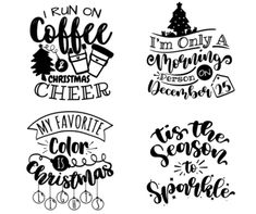 four christmas svt files with the words run on coffee, i'm only merry and