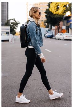 Outfits Leggins, Jean Jacket Outfits, How To Wear Leggings, Denim Outfits, Fashion Jackson, Outfit Trends