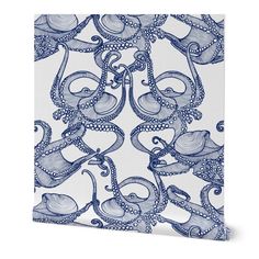 an octopus themed wallpaper with black and white designs