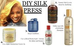 FROM NATURAL TO BONE STRAIGHT, HOW TO ACHIEVE THE PERFECT DIY SILK PRESS Diy Silk Press, Ogx Hair Products, Hair Product Organization, Best Natural Hair Products, Natural Hair Diy, Natural Hair Products