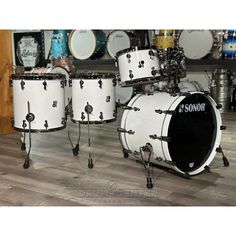 Sonor SQ2 Birch 5pc Drum Set Solid White Gloss w/Black Hardware Custom Instruments, Acoustic Drum Set, Drum Making, Design Building, Acoustic Drum, Snare Drum, Sound Design