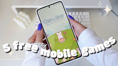 a person holding an iphone with the caption 5 free mobile games