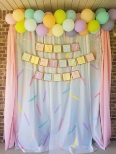 a birthday party with balloons and streamers