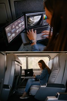 two pictures one shows a woman on her laptop and the other shows a computer monitor