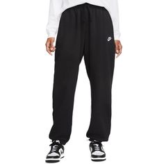 Black Nike Sweatpants With A Mid-Rise Elastic Waistband And Pockets. Embroidered Logo. Soft And Warm. Lined With Brushed Fleece. Elastic Cuffs. Oversized Fit. Inseam 31”. 80% Cotton, 20% Polyester. New With Tags! The Price Tag Came Off But The Other Tag Is Still Attached. The Material Tag Is Frayed But The Pants Are Brand New And In Perfect Condition! Senior Clothes, Wishlist 2022, Black Nike Sweatpants, Nike Clothes, Sweatpants Nike, Oversized Sweatpants, Nike Sportswear Club Fleece, Holiday Wishlist, Latina Fashion