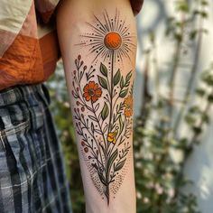 Wildflower Tattoo Blueprint Pack Neo Trad Plant Tattoo, Neo Traditional Feminine Tattoos, Tattoos For Redheads, Bouquet Wrist Tattoo, American Traditional Nesting Doll Tattoo, Farming Tattoos Ideas, Kelsey Kreppel Tattoos, Tattoo Ideas Female Mushroom, Wildflower Chest Tattoo