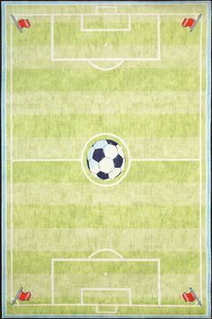 a rug with a soccer ball on it