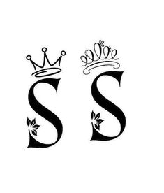 two letter s with crowns on top and the letter s in the middle, both are black