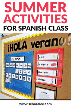 End of Year Activities Spanish Class Summer Vocabulary Bulletin Board Speaking Activity, Puzzle Worksheet, Summer Bulletin Boards, Spanish Curriculum