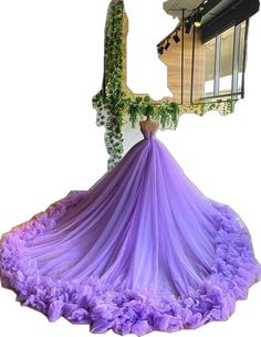 Puffy Prom Dress, Purple Princess Dress, Prom Dress Purple, Purple Ball Gown, Puffy Prom Dresses, Prom Dress Tulle, Prom Dress With Train, Tulle Prom Dresses, Tulle Balls