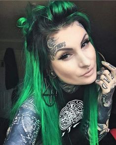 Earthy Hair, Face Tattoos, Scene Girls, Punk Rave, Hair Colours, Rainbow Hair, Hair Envy, Crazy Hair, Hair Color For Black Hair