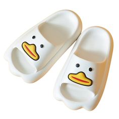 The Open Toe Duck Slides ﻿are perfect for the summer. They are made with soft and cushy materials that are also waterproof making them great shoes to take to the beach, pool or waterpark! Not to mention the absolutely adorable duck design of these shoes. FEATURES: Style Open toe Season Spring/Summer Sole Flat Vamp material EVA COMFORTABLE MATERIAL: The Open Toe Duck Slides are made of high-density material. These are light, soft, breathable, and waterproof, and their excellent flexibility and du Cute Slippers Fluffy Animals, Playful Plastic Slip-on Sandals, Non-slip Eva Slippers For Swimming, Casual Foam Slip-on Flip Flops, Playful Non-slip Slip-on Slides, Summer Eva Foam Closed Toe Sandals, Cute Non-slip Slides For The Beach, Cute Non-slip Slides For Beach, White Non-slip Eva Slides