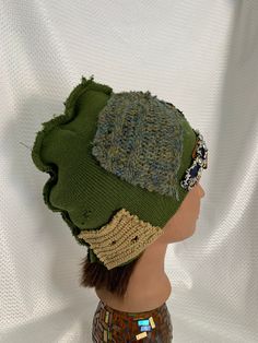 grunge bling hats,grunge skull hats,bling knit beanies,knit bling hat,custom knit hat,Bling hat,repurposed hats,upcycled hat,custom made hat If you don't see a color ,color combo or a pattern you like, just drop me a convo I'm sure I can make it for you....These hats are so super cool and easy to wear. more Bling,jewels,gems etc can be added also for a small additional fee. can be worn many different ways, front,back or side (see photos) Drop me a convo with your cell number and I can send you a Funky Beanie Hats, Hats Grunge, Portfolio Collage, Weird Hats, Skull Hats, Fringe Scarf Crochet, Punk Hat, Custom Beanies, Bling Hats