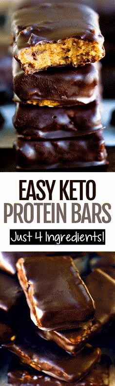 easy keto protein bars stacked on top of each other