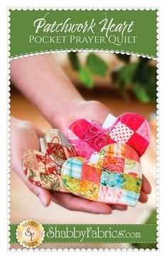 patchwork heart pocket prayer quilt pattern by shabby fabrics - book cover design and instructions