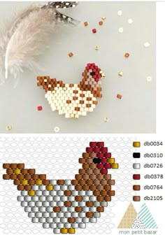 an image of a chicken made out of beads