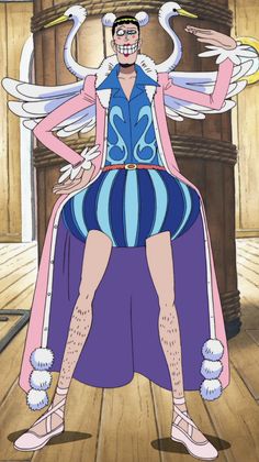 an animated image of a woman with wings on her head and legs, standing in front of a door