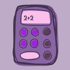 a drawing of a purple calculator with the number 422 on it's display