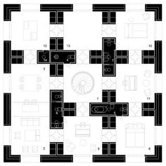 the floor plan for a living room and dining area, with furniture arranged around it