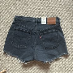 Classic Cut Off 501 Shorts In Washed Out Black Color. See Pics And Let Me Know If You Have Questions! 501 Shorts, High Rise Denim Shorts, Levi’s 501, Levi Shorts, High Rise Denim, Cut Off, Black Color, Levi's, Denim Shorts