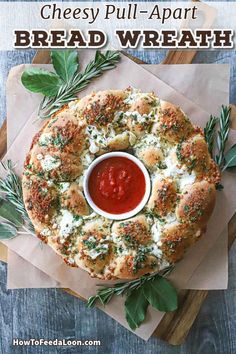 an appetizer with cheese and herbs on it