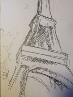 a drawing of the eiffel tower in paris