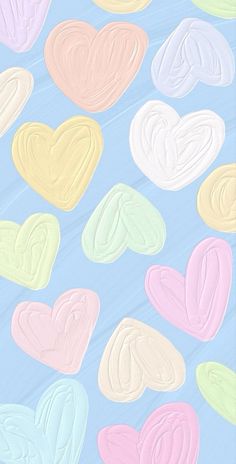 pastel hearts on a blue background