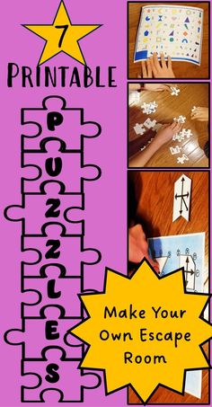 Make creating an escape room easy with this collection of 7 FREE printable puzzles. Free Escape Room Printable For Adults, Kids Escape Room Ideas, Free Printable Escape Room, Printable Escape Room, Grandma Camp