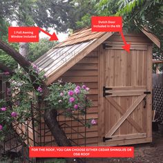 an outdoor shed with instructions on how to build it