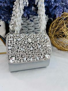 Luxurious Mini Handbag with heavy stone work on Flap. #wedding collection, #bridal, Trending Mini Handbags. Work Handbag, Mini Handbag, Mini Handbags, Stone Work, Wedding Collection, Baby Shark, Mini Bags, Clutch Handbag, Evening Bags