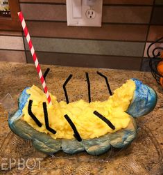 a birthday cake made to look like a banana split