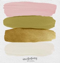 three different shades of pink, green and gold on white paper with the words instantity written