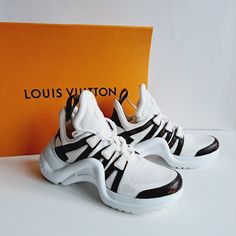 Brand New, Never Used. Comes With Dust Bag And A Original Box. Women's Archlight Sneakers Monogram White / Brown Round Toe Hi Top Casual Lace Closure Double Laces Rubberized Logo Rubber Sole Lv Archlight Sneaker, Archlight Sneaker, Louis Vuitton Sneaker, Louis Vuitton Trainers, Louis Vuitton Shoes Sneakers, Lv Sneakers, Sneaker Outfits Women, Louis Vuitton Sneakers, Light Sneakers