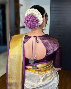 Muhurtham Saree South Indian Bride, Bridal Bun Hairstyle, Bun Hairstyles For Wedding, Muhurtham Saree, Bun Hairdo