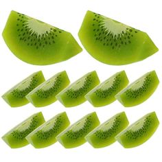 kiwi slices are arranged on a white background