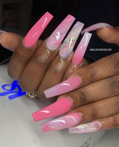 Pink Full Set Nails, Pink Nails Birthday, Nails Birthday Design, Birthday Design Ideas, Gold And Pink Nails, Full Set Nails, Nails Birthday, Set Nails, Ombré Nails