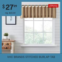 a window with the words vchc brands stitched burlap tab on it