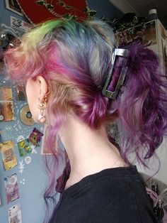 I love my rainbow hair #rainbowdash #haircolor #rainbowhair #hairdyeideas #emohairstyle Hair Dye Rainbow, Raccontails Hair, Rainbow Hair Drawing, Rain Bow, Fun Hairstyles, Hair Tinsel, Emo Hair, Dye Colors, Makeup Stuff