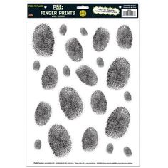 a sticker with many different shapes and sizes of fingerprints on white paper