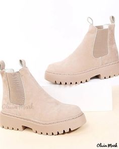 OliviaMark - Botines Martin Premium - Botines Chelsea Elásticos con Suelas Robustas y Gruesas Boots For Women Ankle, Couple Sneakers, Gothic Boots, Luxury Boots, Rough Heels, Botas Chelsea, Autumn Clothes, Breathable Sneakers, Round Toe Heels