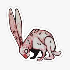 a sticker with an animal on it's body and legs, in the shape of a rabbit