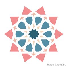 the logo for harun karobult is shown in blue, pink and white