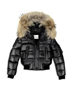 Sam. Girls' Skyler Fur-Trimmed Down Bomber Jacket - Big Kid - Jet Baddie Christmas List, Outfits Guide, Puffer Jacket With Fur, Ladies Coat Design, Stile Hijab, Dream List, Fur Hood Jacket, Hood Jacket, Fur Hood Coat