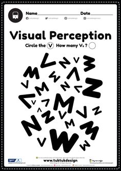 a poster with the words visual perception written in black and white, on top of